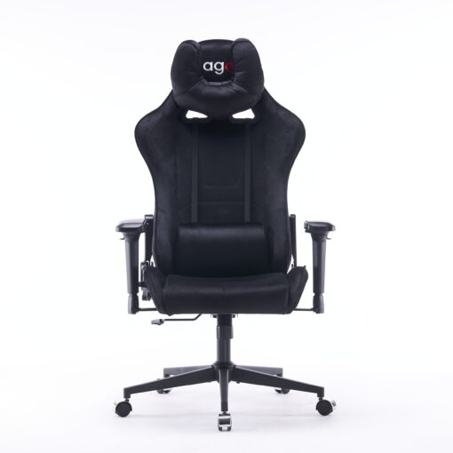 Кресло игровое с подголовником AGE M-906 Черный Велюр - age.kz (1)