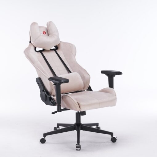 Кресло игровое с подголовником AGE M-906 Светло-бежевый Велюр - age.kz (10)