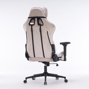 Кресло игровое с подголовником AGE M-906 Светло-бежевый Велюр - age.kz (3)