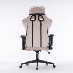 Кресло игровое с подголовником AGE M-906 Светло-бежевый Велюр - age.kz (4)