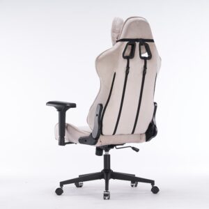Кресло игровое с подголовником AGE M-906 Светло-бежевый Велюр - age.kz (5)