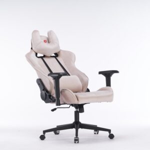 Кресло игровое с подголовником AGE M-906 Светло-бежевый Велюр - age.kz (9)