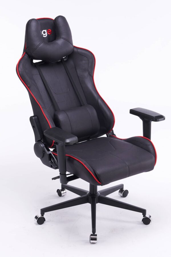 Кресло игровое с подголовником AGE M-906 Черная Фланель (красная окантовка) - age.kz (10)