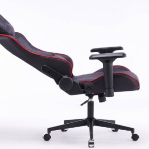 Кресло игровое с подголовником AGE M-906 Черная Фланель (красная окантовка) - age.kz (16)