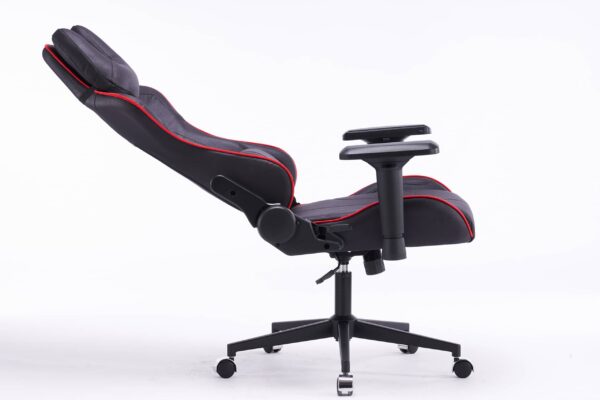 Кресло игровое с подголовником AGE M-906 Черная Фланель (красная окантовка) - age.kz (16)