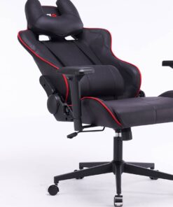 Кресло игровое с подголовником AGE M-906 Черная Фланель (красная окантовка) - age.kz (17)