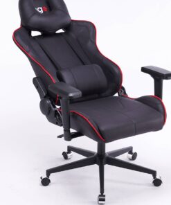 Кресло игровое с подголовником AGE M-906 Черная Фланель (красная окантовка) - age.kz (18)