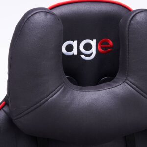 Кресло игровое с подголовником AGE M-906 Черная Фланель (красная окантовка) - age.kz (20)