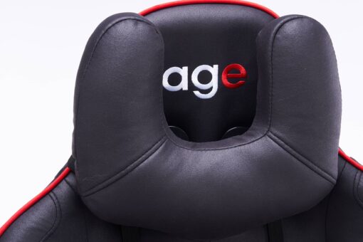 Кресло игровое с подголовником AGE M-906 Черная Фланель (красная окантовка) - age.kz (20)