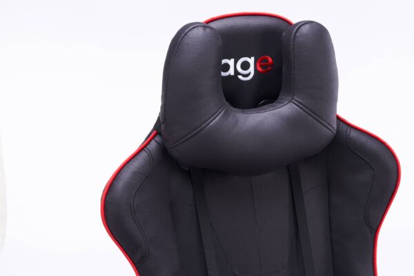Кресло игровое с подголовником AGE M-906 Черная Фланель (красная окантовка) - age.kz (21)