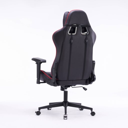 Кресло игровое с подголовником AGE M-906 Черная Фланель (красная окантовка) - age.kz (5)