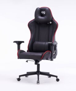 Кресло игровое с подголовником AGE M-906 Черная Фланель (красная окантовка) - age.kz (7)