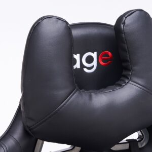 Кресло игровое с подголовником AGE M-906 Черная Перфорированная Эко Кожа - age.kz (20)